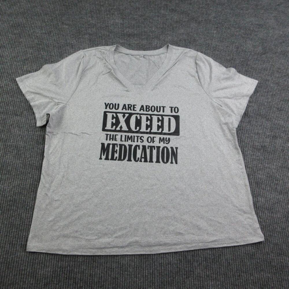 Exceed Limits Medication Shirt Mens 5XL Gray V-Neck Big & Tall Graphic Tee